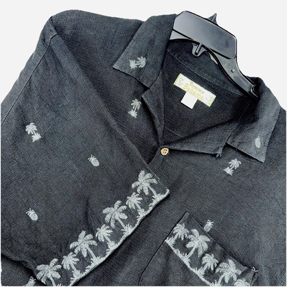 Tommy Bahama Other - Tommy Bahama Mens Hawaiian Silk‎ Button Down Shirt Vintage Black Large Pineapple